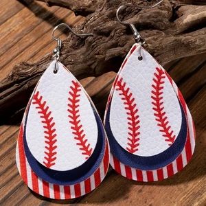 Baseball Earrings | Leather dangle earrings